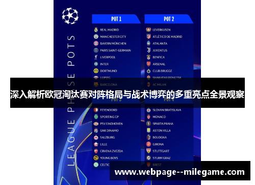 深入解析欧冠淘汰赛对阵格局与战术博弈的多重亮点全景观察