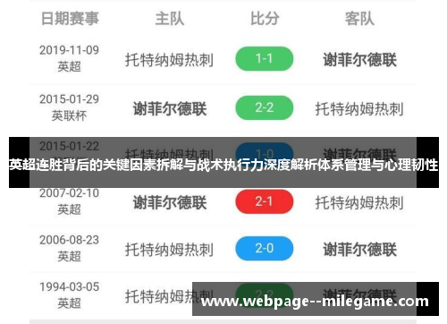 英超连胜背后的关键因素拆解与战术执行力深度解析体系管理与心理韧性
